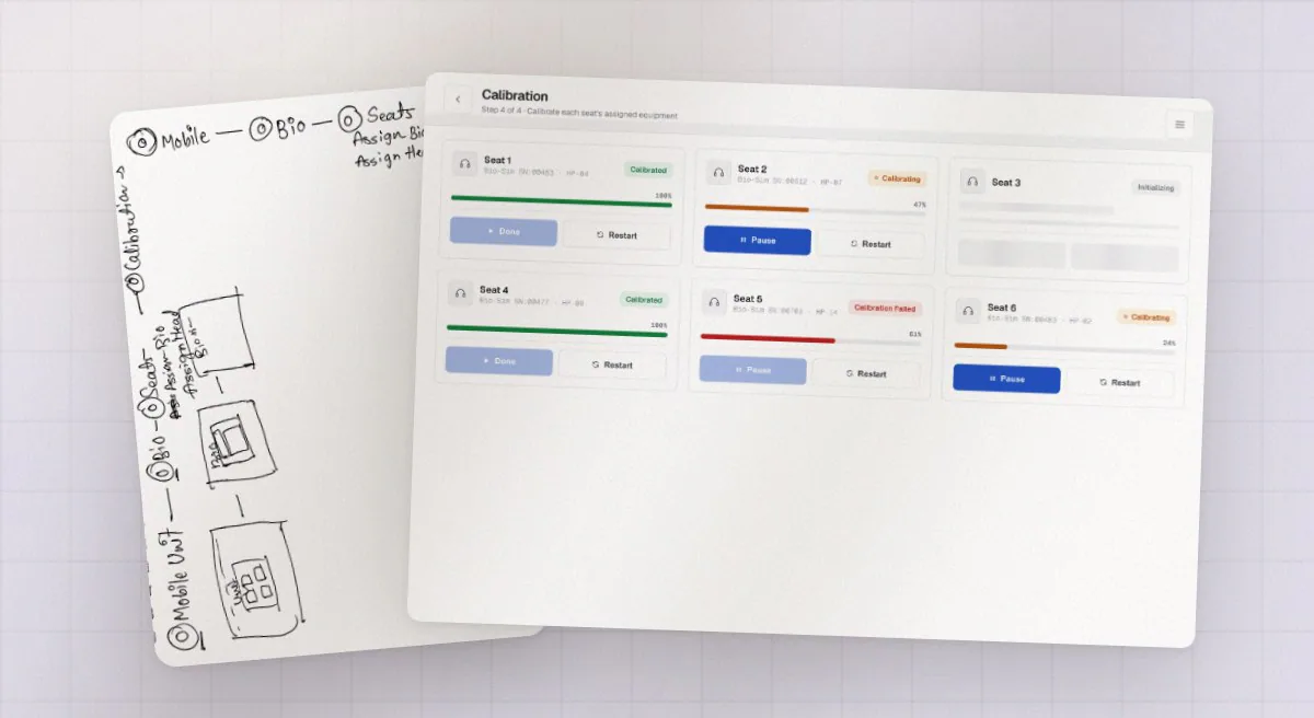 Earture sketches and calibration screen — UX/UI design