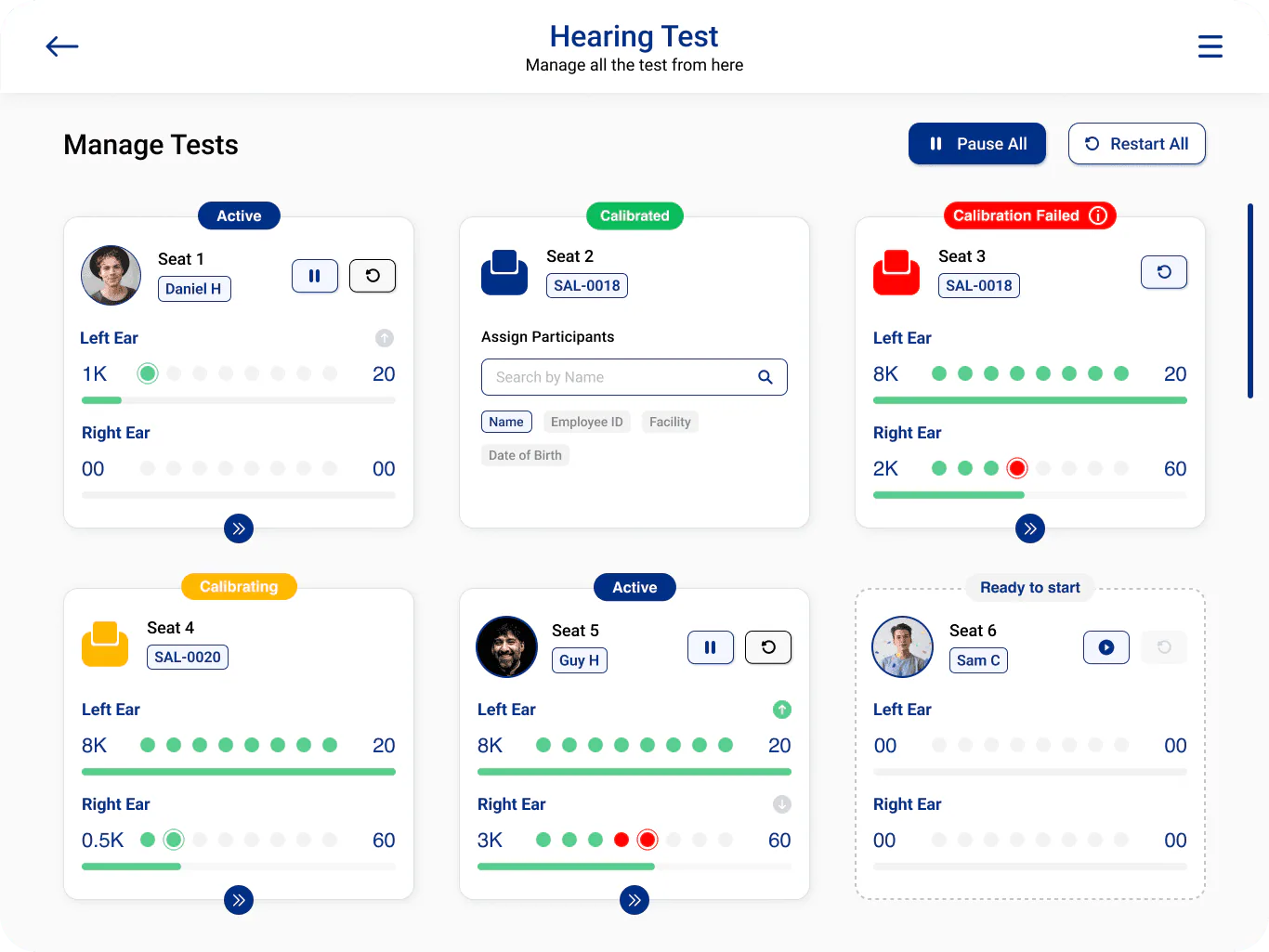 Redesigned manage tests screen
