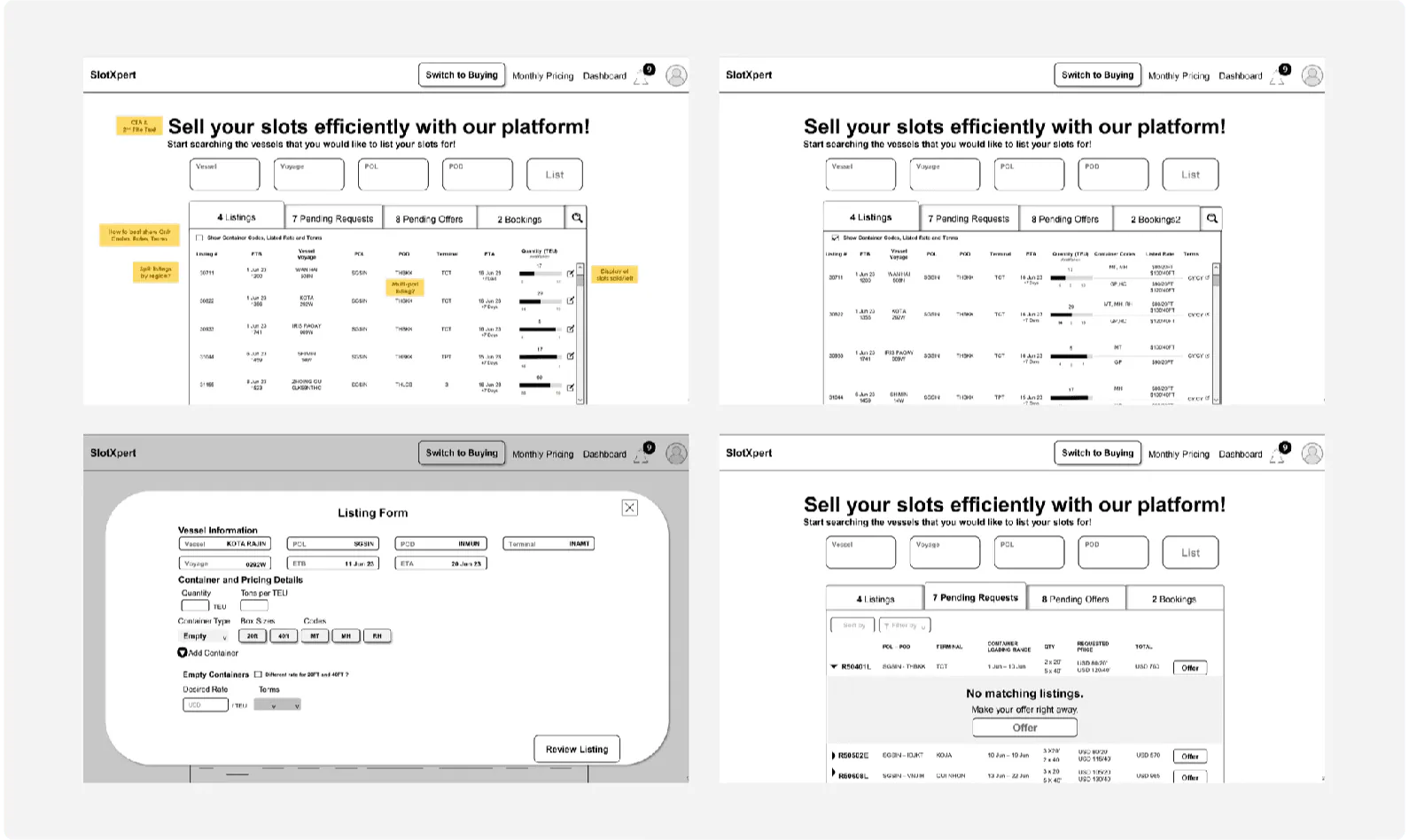 Client-provided seller wireframes