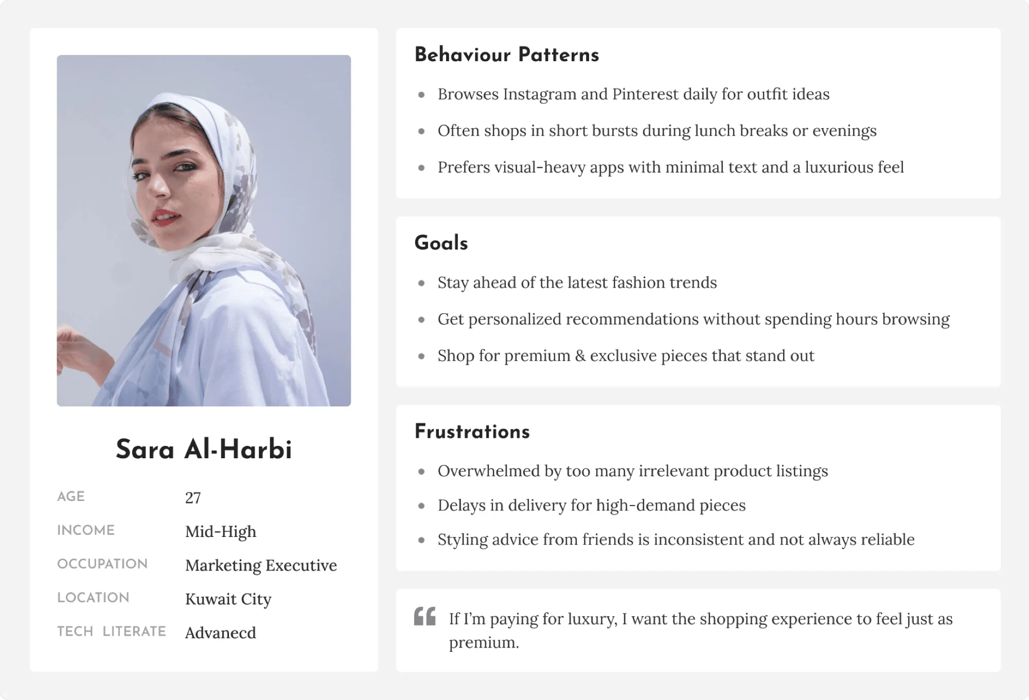 Buyer persona Sara Al-Harbi