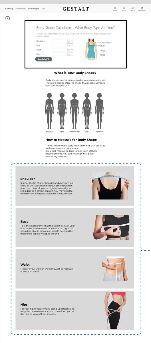Body-shape calculator, before iteration