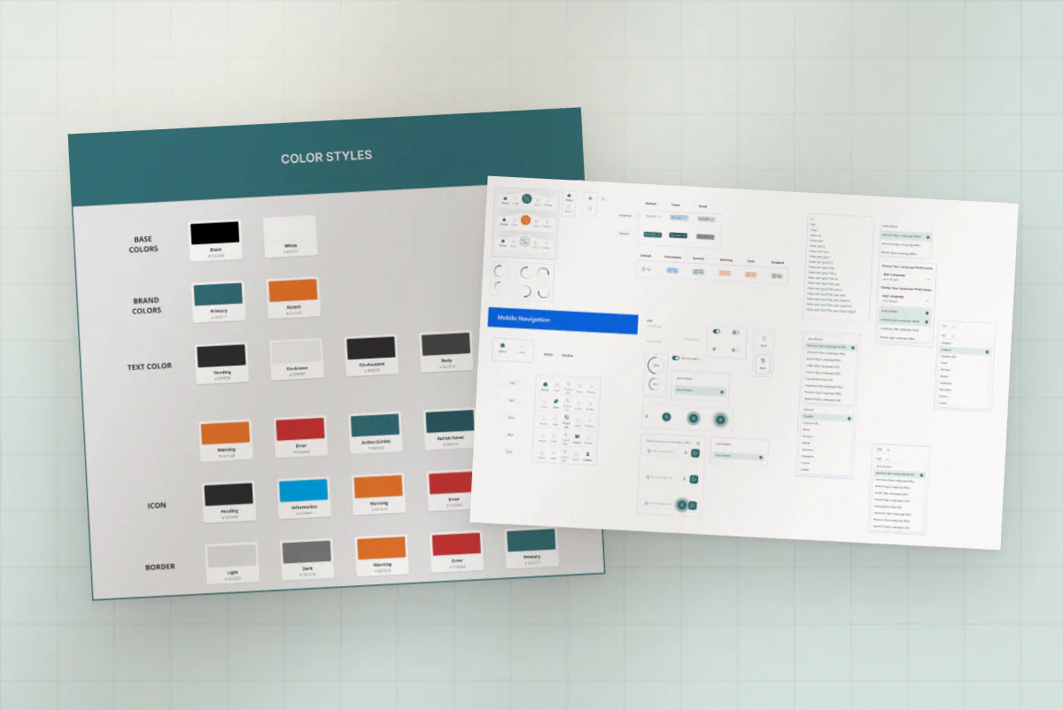 Sign Speak colour tokens and components — design systems