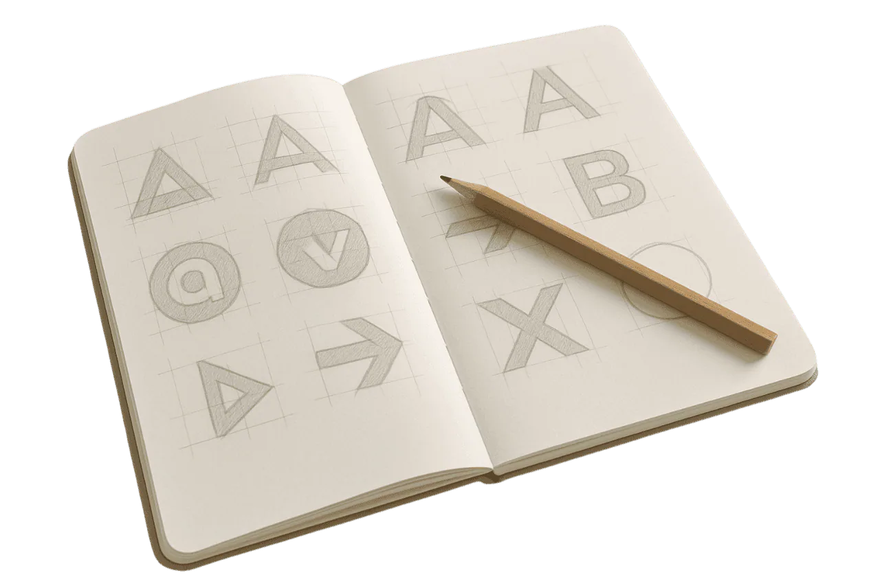 An image of a sketch book and a pencil
